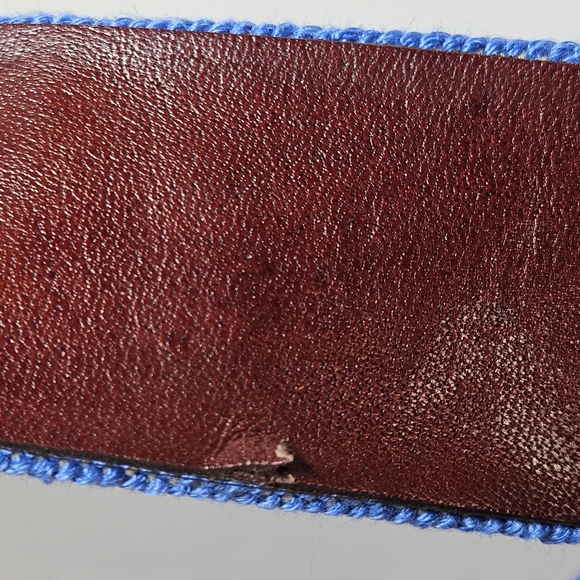 Smathers & Branson Needlepoint Women Sz L Starfish Blue Belt Cinch Slider Golf - Picture 7 of 7